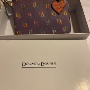 Dooney & Bourke Purple Wristlet with Multicolor Logo